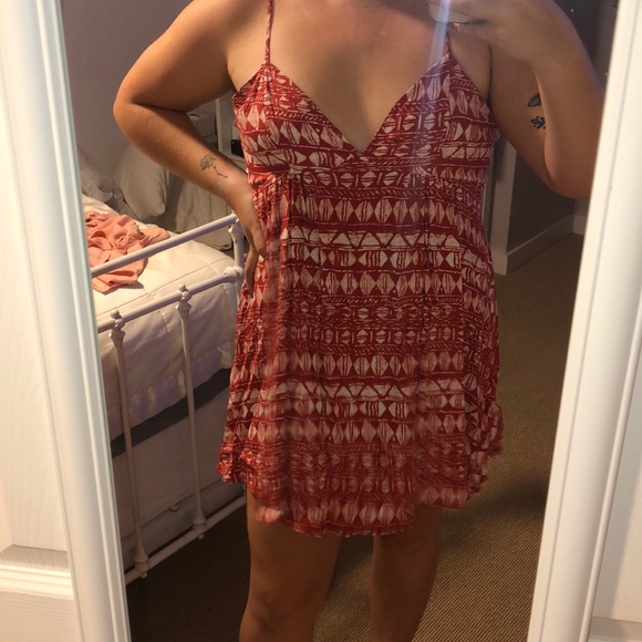 Red Patterned Mini Dress - Picture 3 of 5